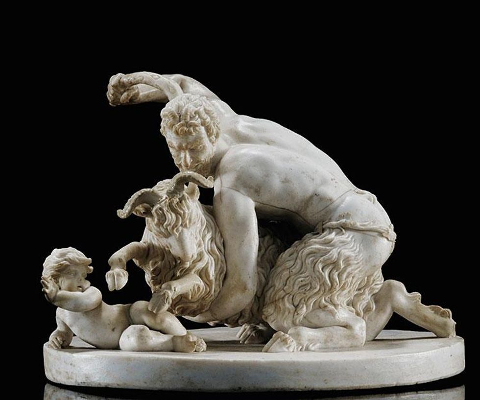 Satyr, Goat and Putti Group. 1785-1803. Volpato Manufactory. Biscuit porcelain. Sotheby\u2019s auction, November 2012