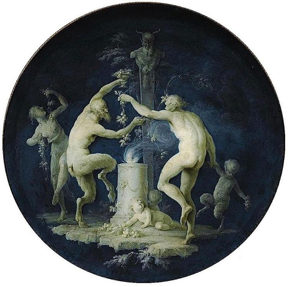 Satyrs and Fauns Dancing Before a Shrine. Dirk Van der Aa.