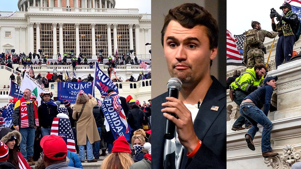 Scenes January 6th insurrection capitol building surrounding political commentator Charlie Kirk
