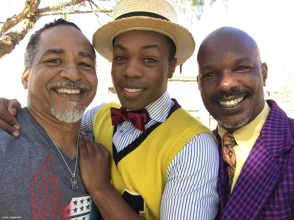 Scotch Ellis Loring, Todrick Hall, and Doug Spearman on the set of Hall's video, "Forbidden".