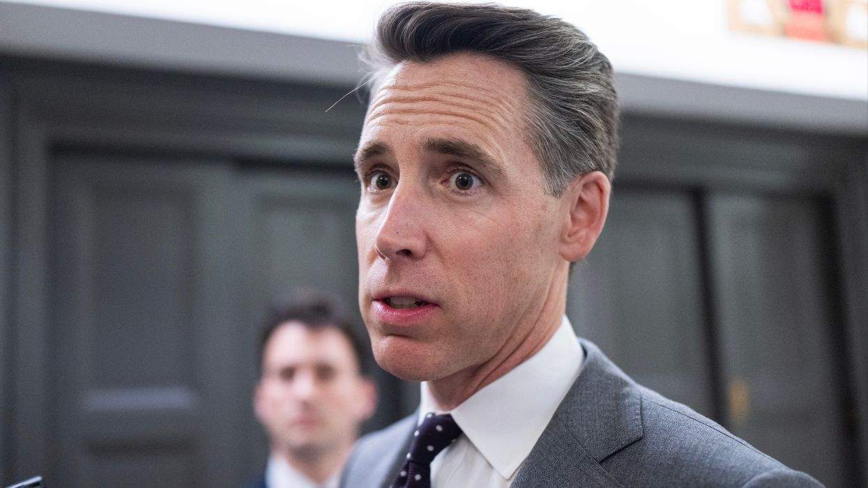 Sen. Josh Hawley speaks with reporters