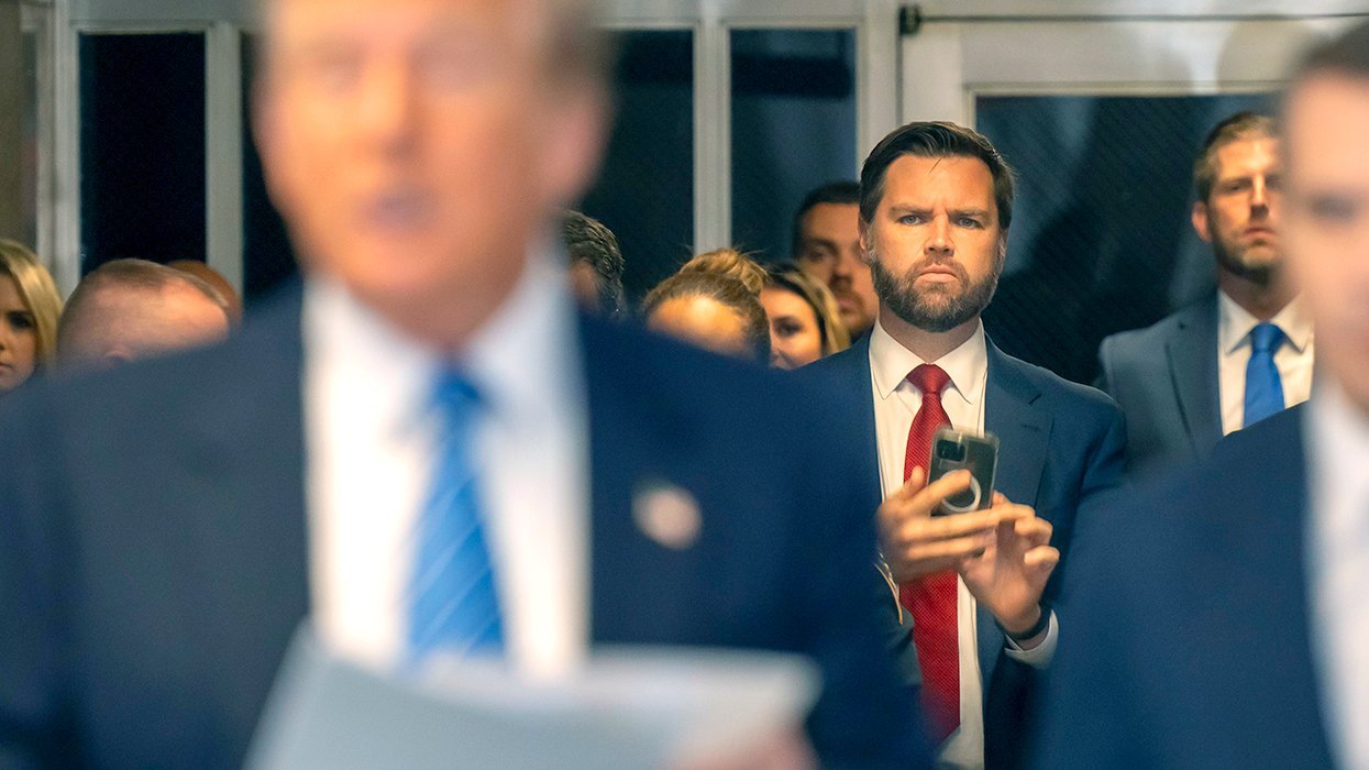 Senator JD Vance taking cell phone pic obsessed with DJT after criminal trial