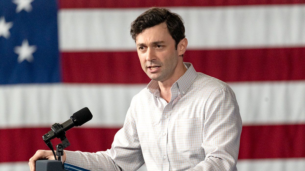 Senator Jon Ossoff speaks at a campaign event for President Joe Biden at Pullman Yards March 2024 Atlanta Georgia