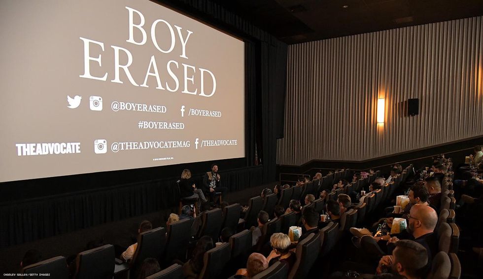 Senior Entertainment and Feminism Editor, The Advocate, Tracy E. Gilchrist (L) and "Boy Erased" author Garrard Conley participate in a Q&A