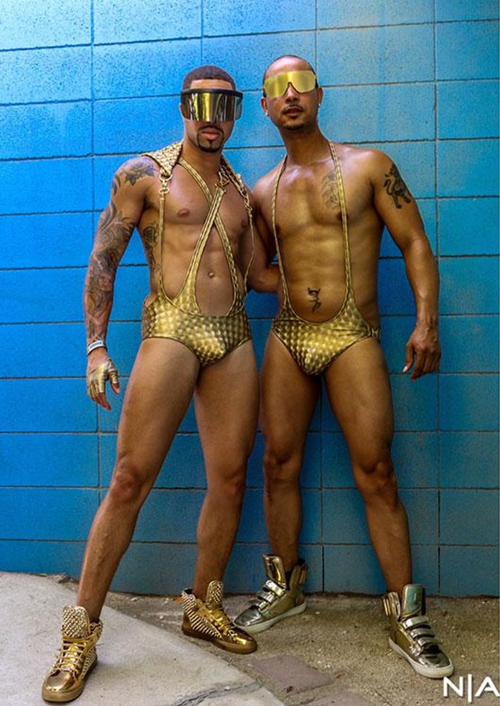 Sewn|Designed by Ron DuWayne for noralapparel.com. Photographer Steven Blank. Models Steven & Mike