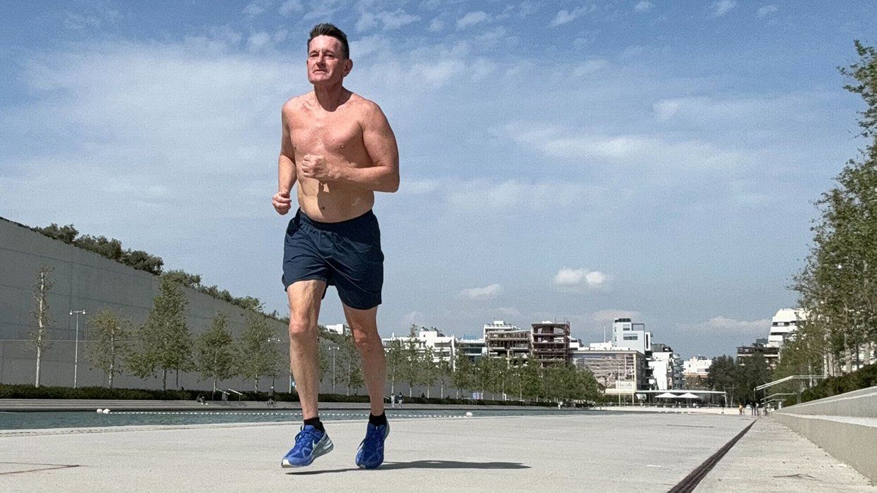 shirtless runner and author John Casey