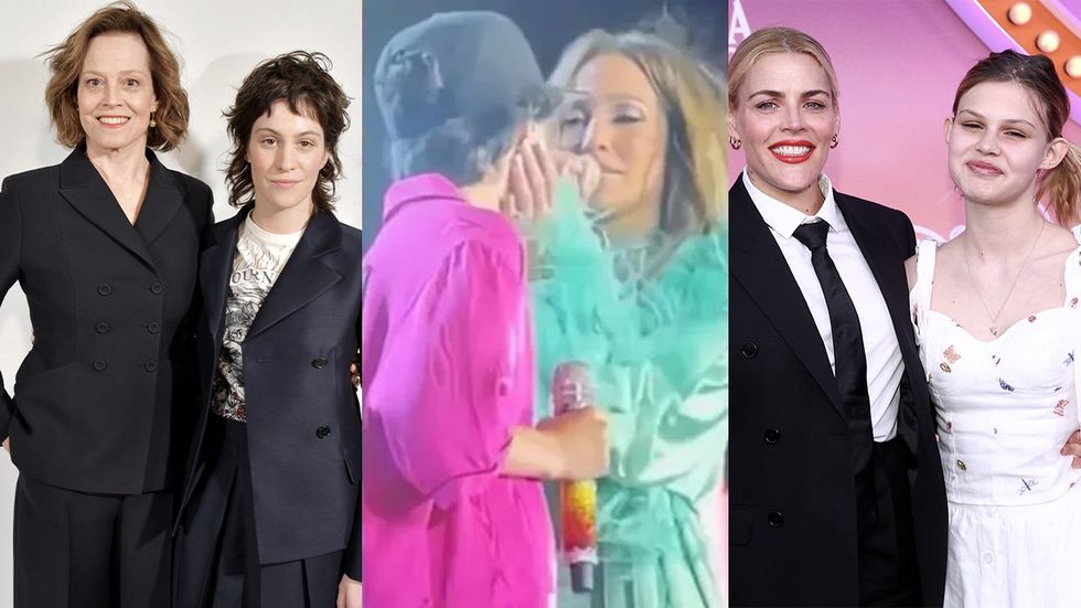 Sigourney Weaver, Jennifer Lopez, Busy Phillips, with their trans and non binary children