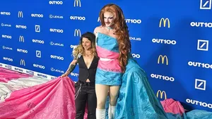 Massive trans pride flag from national park becomes red carpet moment at Out100