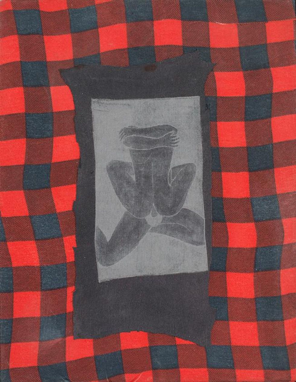 "Small Red Plaid Shirt Lotus"