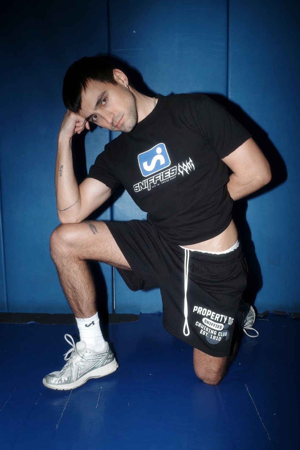 Sniffies Spring 2025 merchandise collection custom gym hang out photo shoot