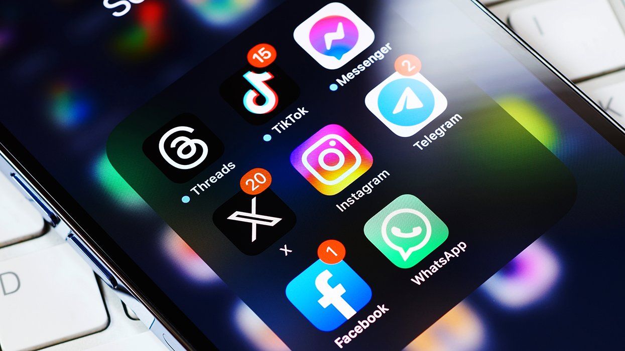 social media icons on cell phone screen