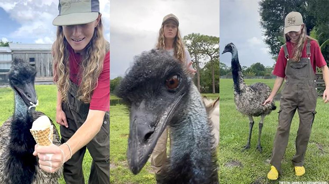 South Florida hobby farmer Taylor Blake and her emu, Emannuel