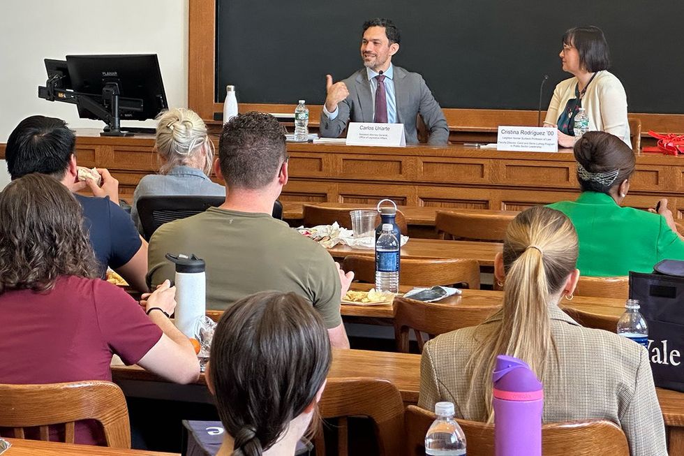 speaking to students Carlos Uriarte gay Latino powerhouse shaping the Department of Justice in Washington DC