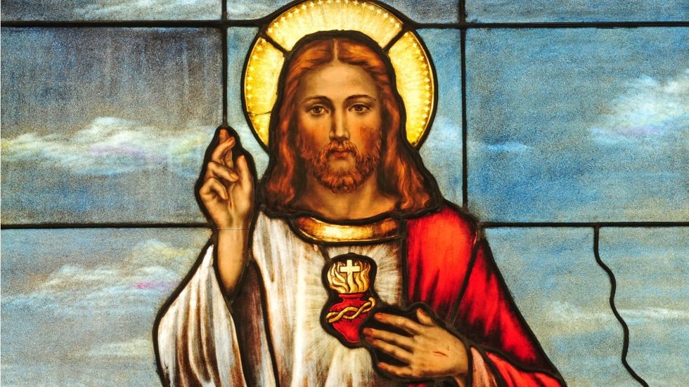 Stained glass depiction of Jesus