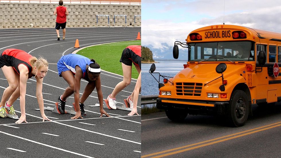 Student athletes and school bus