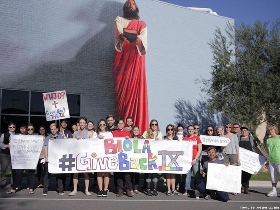 Students protest at Biola University