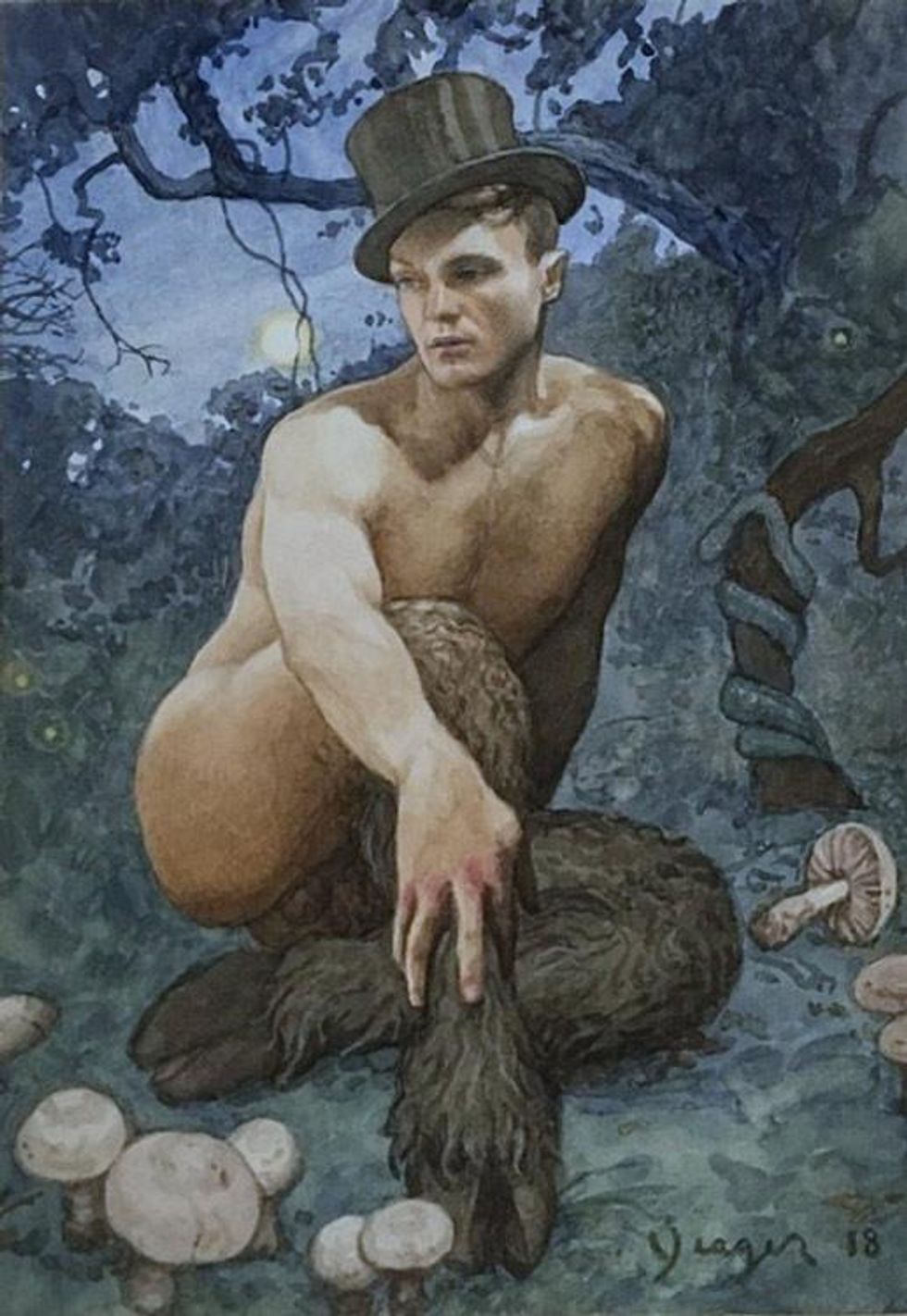 'Sunken Forest Satyr' featuring Kim David Smith 7"x10" watercolor 2018