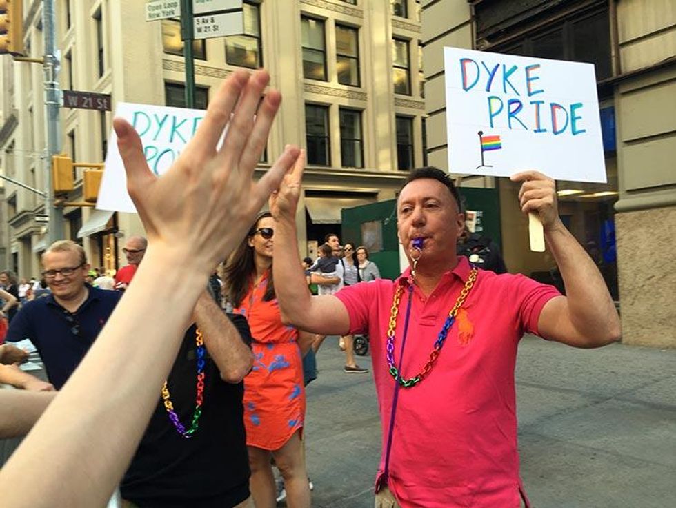 Supporters high-fived protesters from the sidelines.