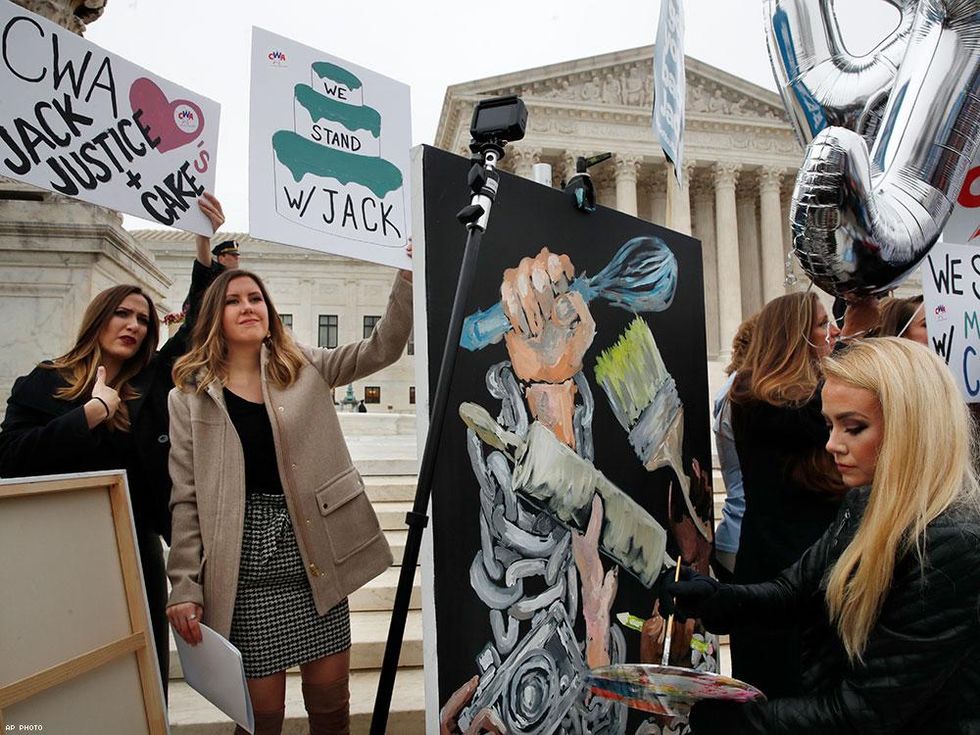 Supporters of cake artist Jack Phillips