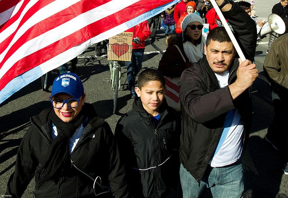 Supporters of immigrants' rights march in downtown Washington