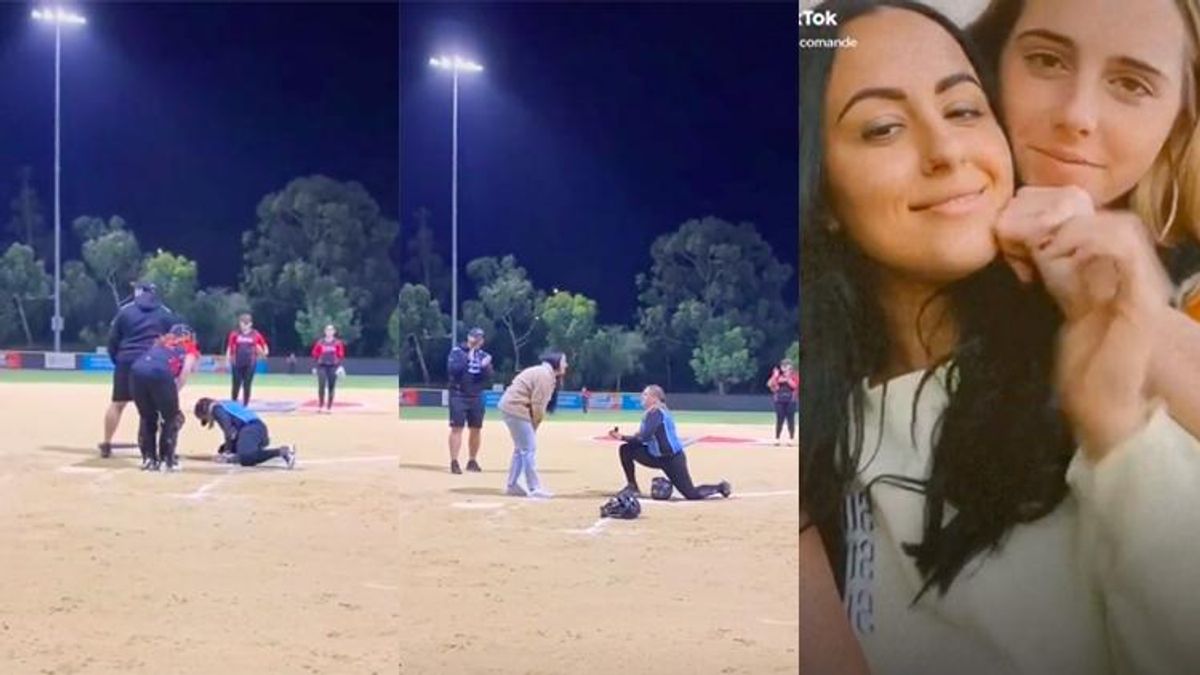 surprise proposal on the softball field