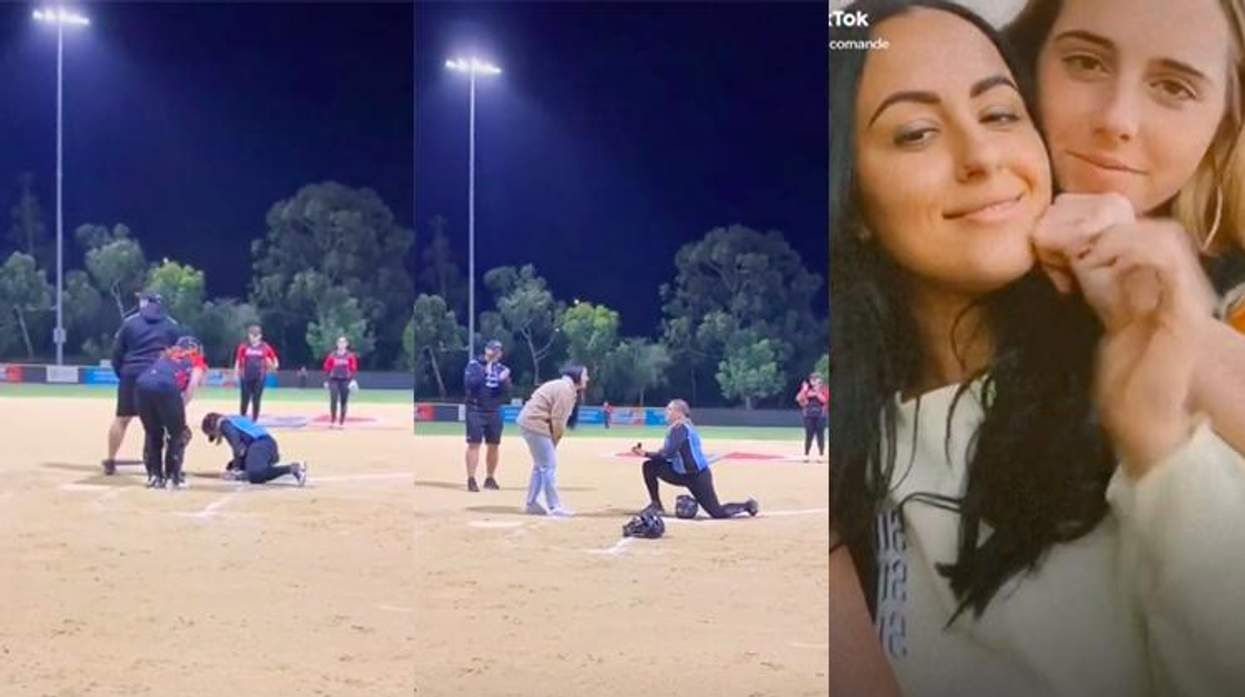 surprise proposal on the softball field