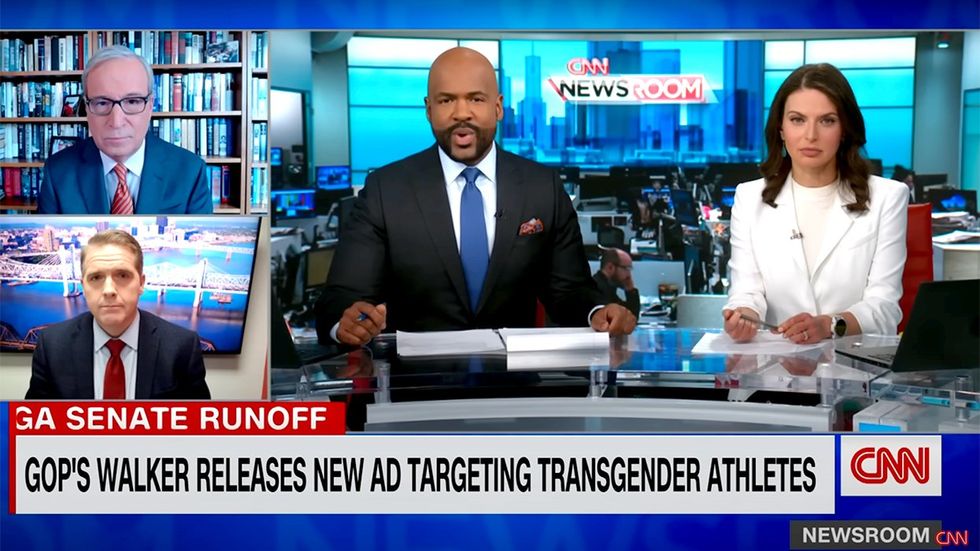 Talking Heads CNN cable news network covering GOP herschel walker anti transgender political ad
