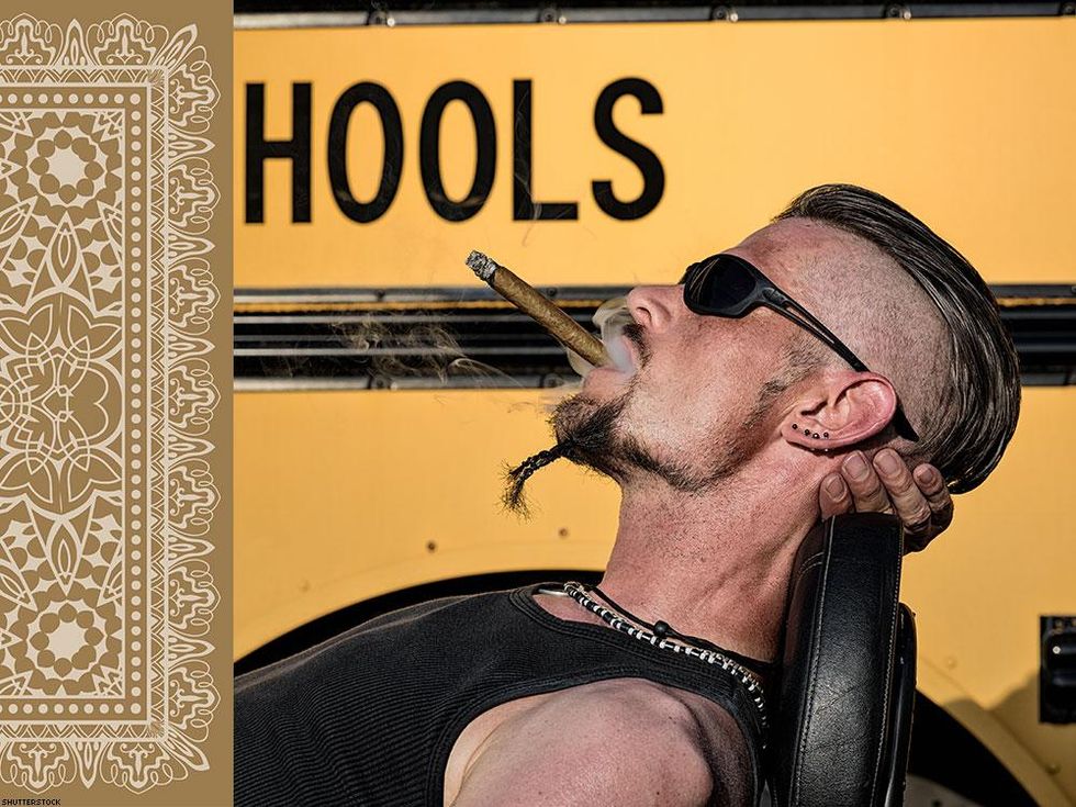 Tan on left = smokes cigars. Tan on right = likes cigars.