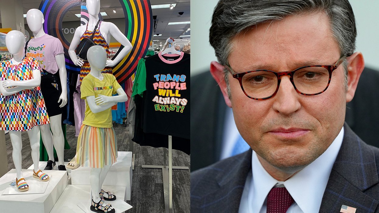 Target Store LGBTQ pride rainbow queer merchandise Trans People Will Always Exist Shirt speaker of the house Mike Johnson boycotts