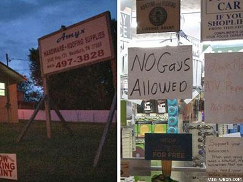 Tennessee Store No Gays Allowed Sign