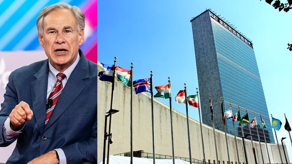 Texas governor greg abbott united nations flags headquarters NYC