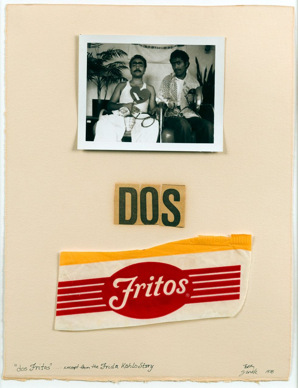 The collage Dos Fritos by Teddy Sandoval from 1978