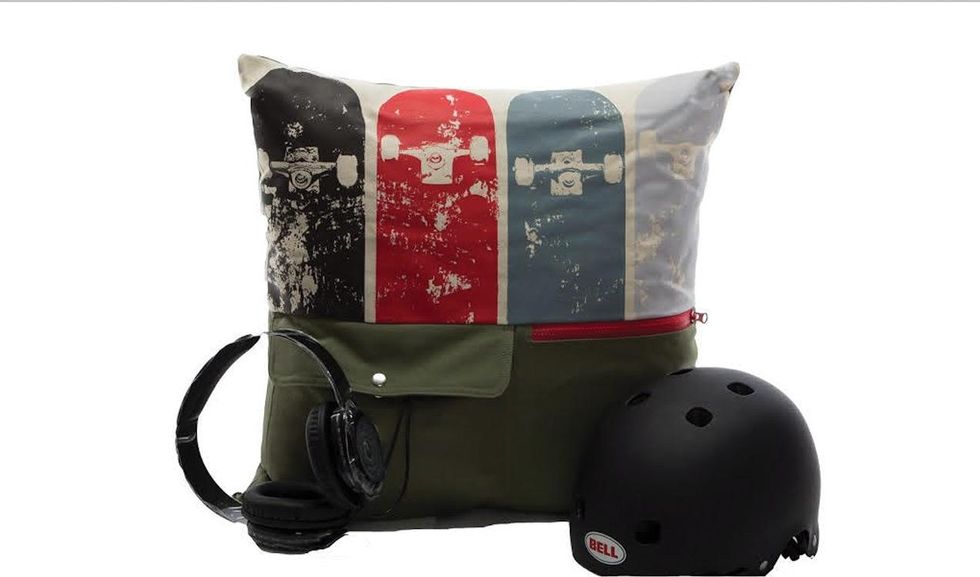 The cool gender- neutral Mimish Storage Pillows fit remotes, devices, note pads, or extra clothing. ($55, MimishDesigns.com)