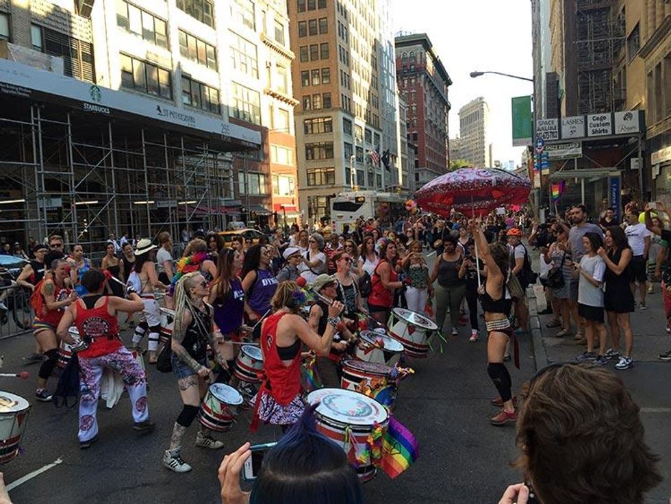 The drumming continued.
