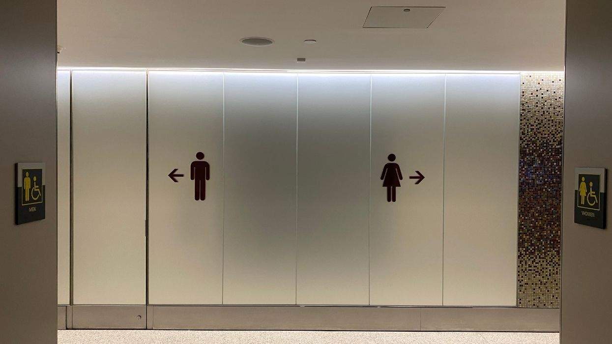 the entrance to men's and women's bathrooms