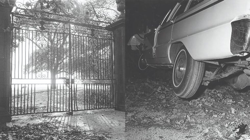 The gate and car Doris Duke used to kill Eduardo Tirella, from Peter Lance's new book "Murder at Rough Point"