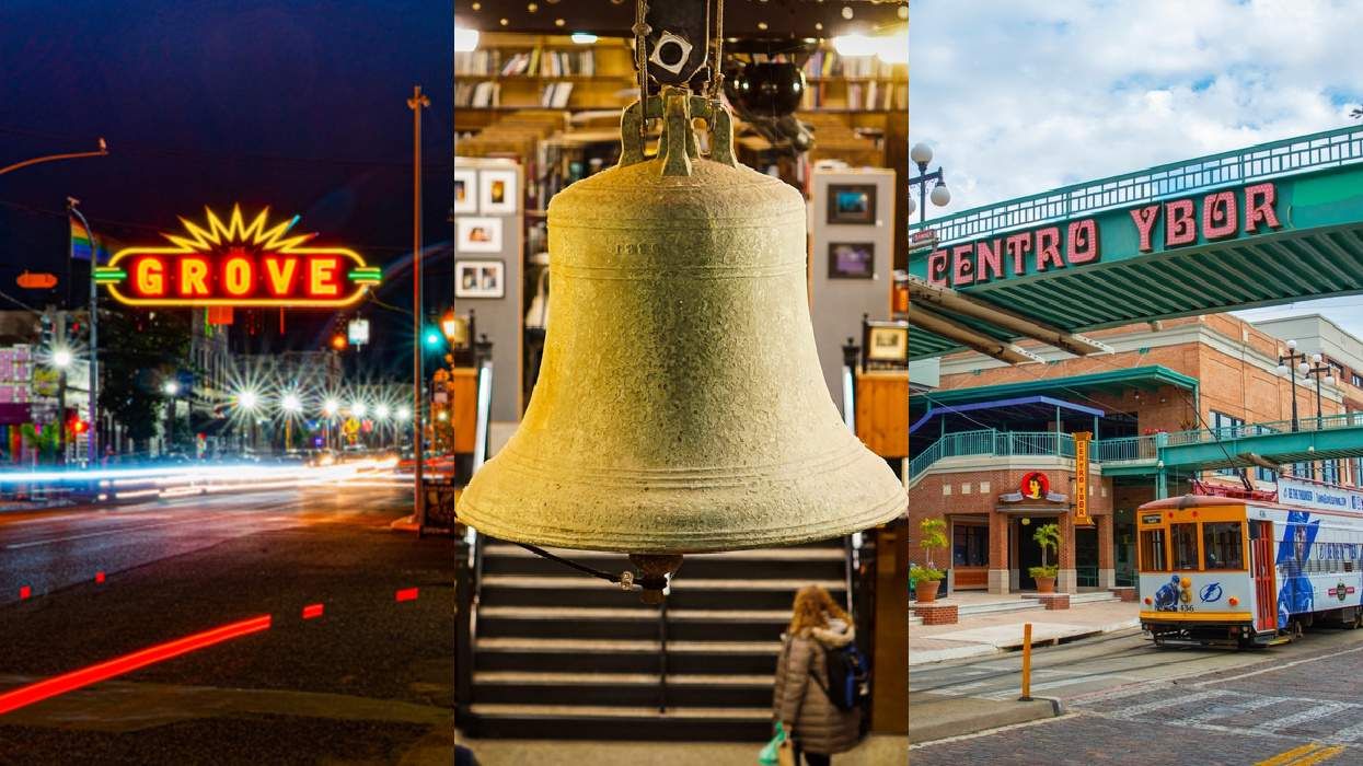 The Grove neon sign in St. Louis; Midtown Scholar Bookstore bell; TECO Line Streetcar in Ybor Center