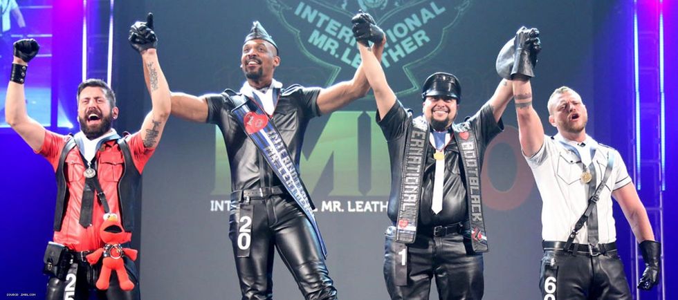 The new Mr. Leather 2018: James Lee (Mr. Kentucky Leather 2017), above center left.