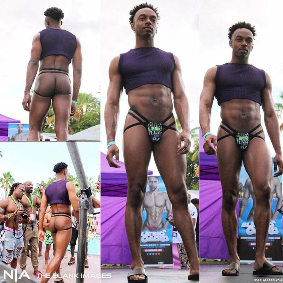 The NoRal Apparel On Fleek Brief Jock with Luxe Mesh Crop Top. Photography: The Blank Images. Model: PJ