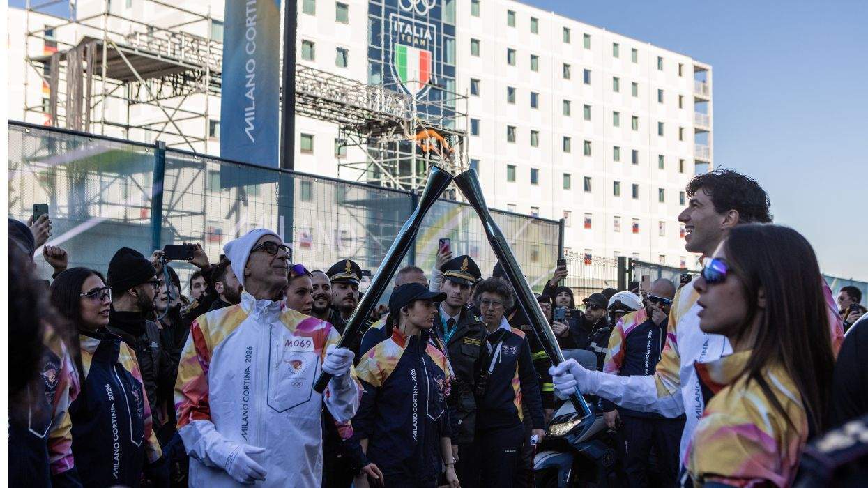 The Olympic Flame arrives in Milan, Italy, February 5, 2026.