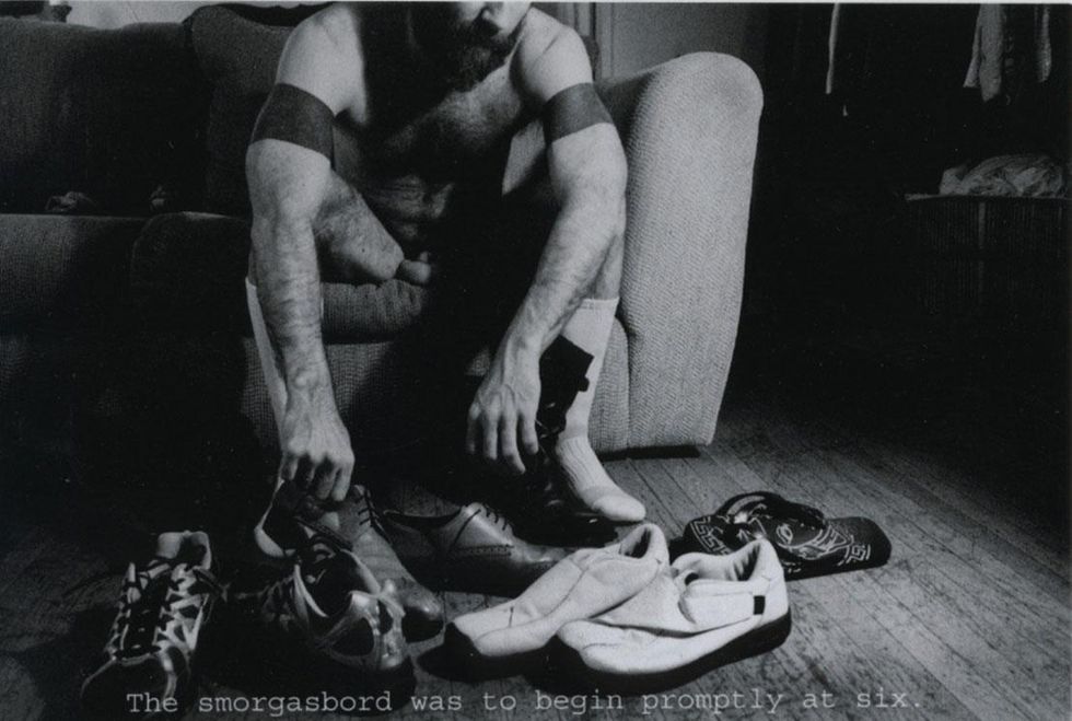 "The Smorgasbord Was to Begin Promptly at Six," inkjet print on board