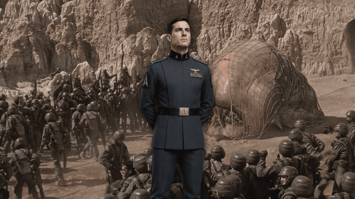 The Space Force Uniform above an image of Starship Troopers