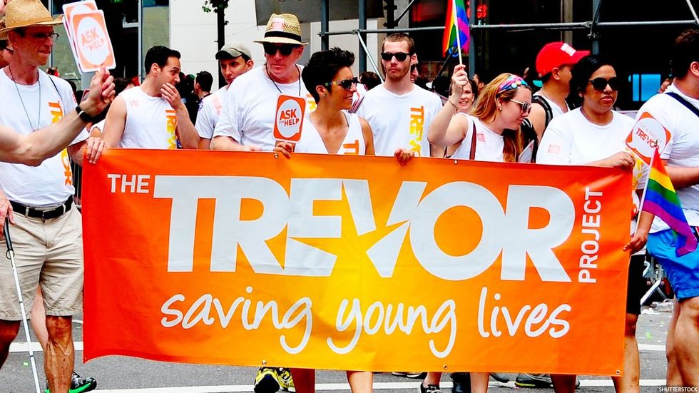The Trevor Project represented during a parade
