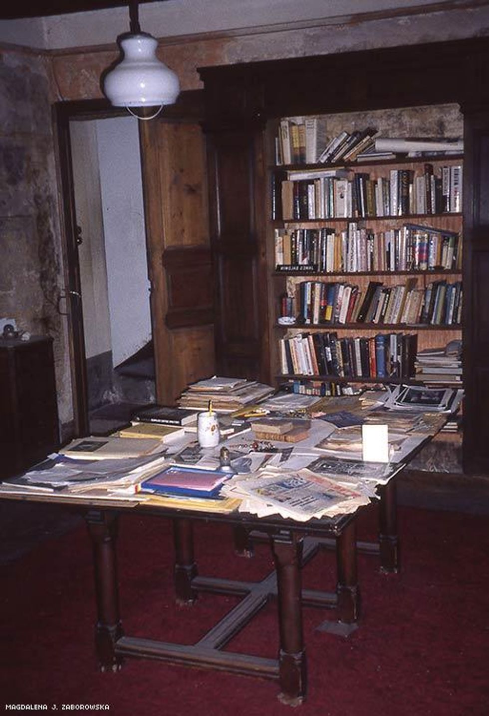 The welcome table and books in Baldwin\u2019s \u201clast room,\u201d an upstairs living room that was transformed into his bedroom during the final few months of his life.