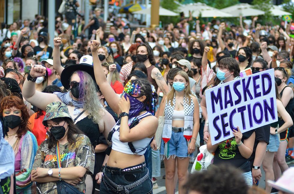 Thousands march down Fifth Avenue New York City during the 32nd Annual Dyke March June 2024