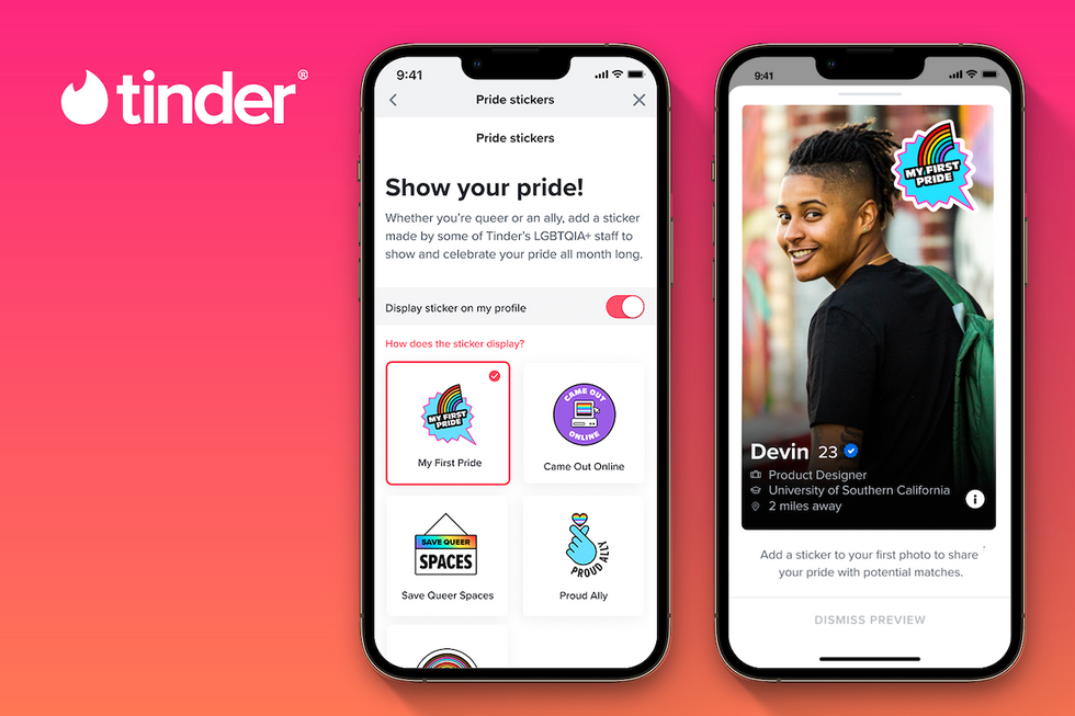 Tinder stickers for Pride Month