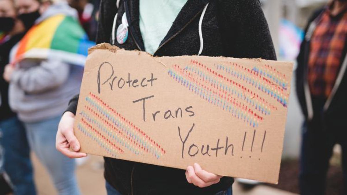 Trans rights demonstrator in Arkansas