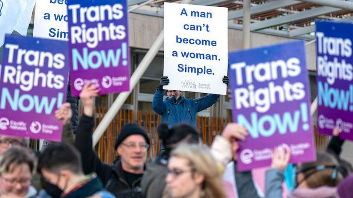 Trans rights protest in Scotland