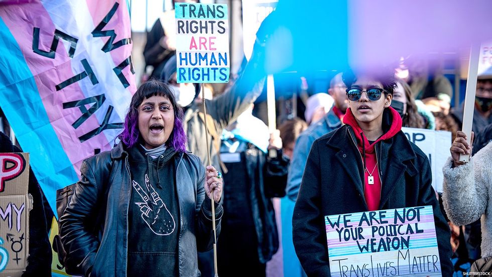 trans-rights protesters