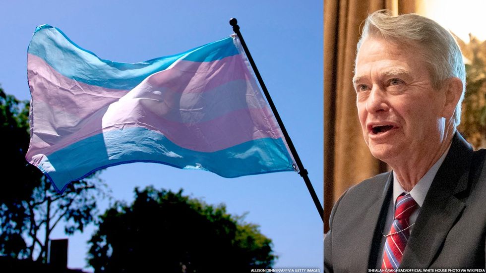Transgender flag and Idaho Gov. Brad Little